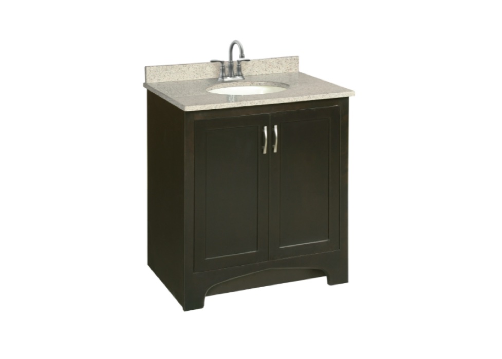 30inch bathroom vanity with walnut dark color and single faucet combo