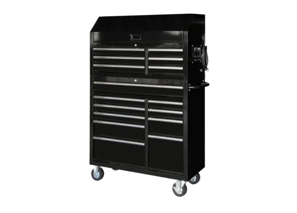 41 in. x 24.5 in D 16-Drawer Gloss Black Tool Chest and Cabinet Combo